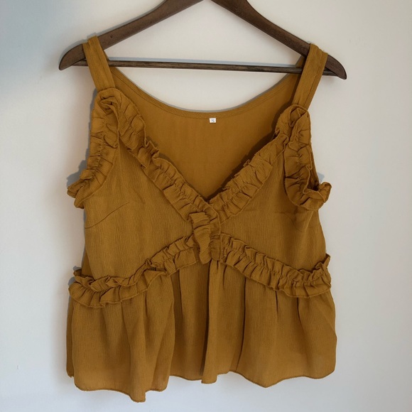 Zaful Tops - Mustard Ruffle Blouse